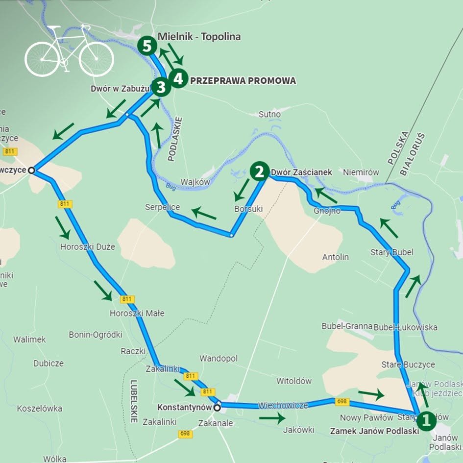 Mapa trasy X Rajd Rowerowy przygotowana przez organizatora rajdu